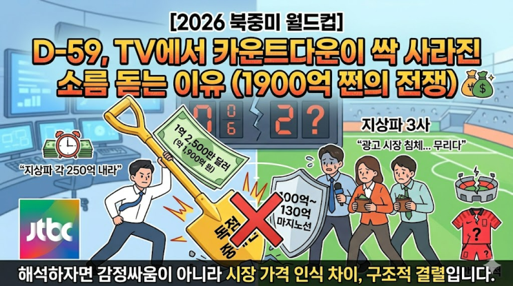  [2026 북중미 월드컵] 중계권 협상결렬로 지상파3사에서 볼 수 없나
