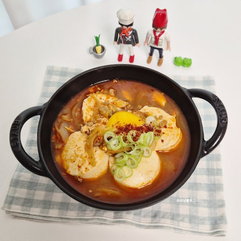 간단순두부찌개레시피 돼지고기 다짐육 양념 요리