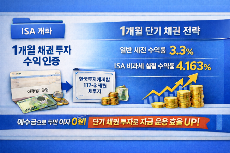  ISA 계좌 1개월 채권 투자 수익 인증, 한국투자캐피탈 채권 재투자 (1개월 단기 채권 전략)