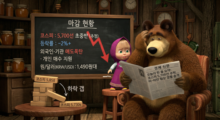   2026년 4월 13일(월) 국내 증시 마감 브리핑 | 주말 협상 실망 + 뉴욕 혼조 → 코스피 -2%대 하락 출발 · 이란 협상 불확실성 재점화