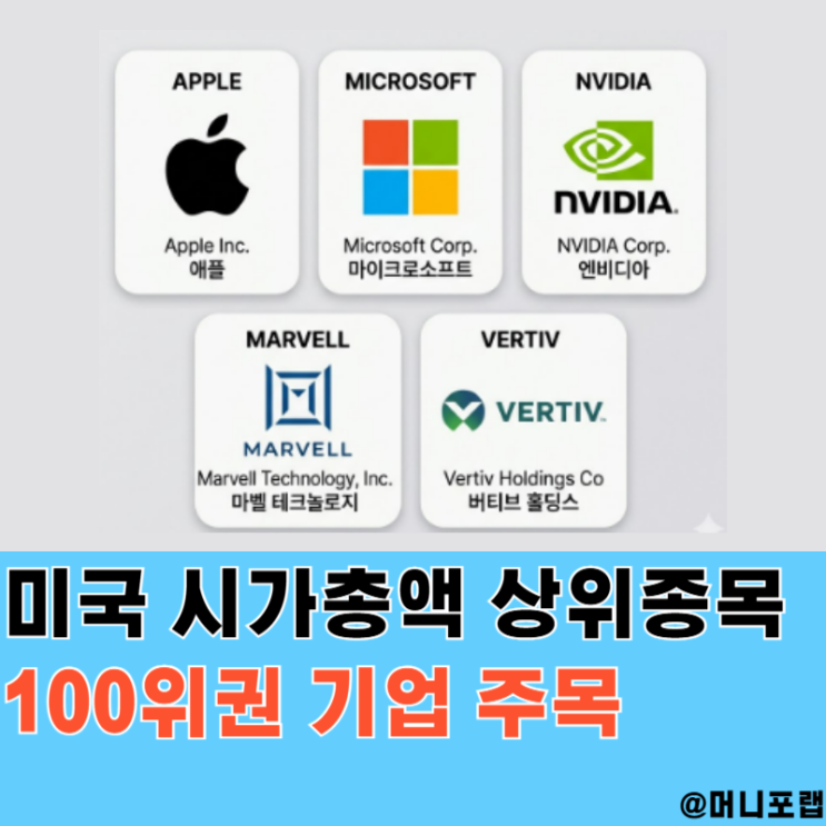  미국 시가총액 상위종목, 흥미로운 "100위 순위에서 올라오는 기업들"
