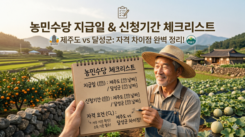 농민수당 지급일 및 신청기간 체크리스트: 제주도와 달성군의 자격 차이점