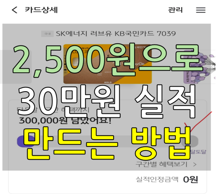  2,500원으로 카드 실적 30만원 만드는 방법