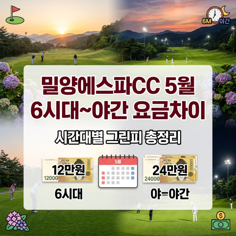 밀양에스파크CC 5월 요금 총정리, 1부·3부 시간대별로 이렇게까지 차이 날 줄은...
