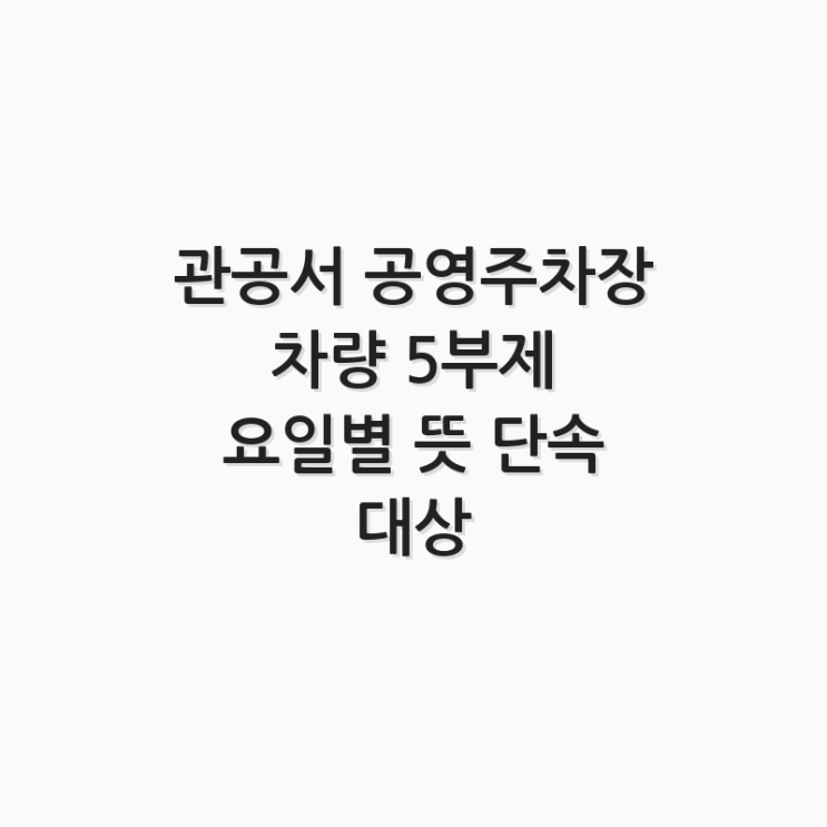  관공서 공영주차장 차량 5부제 요일별 뜻 단속 대상 총정리!