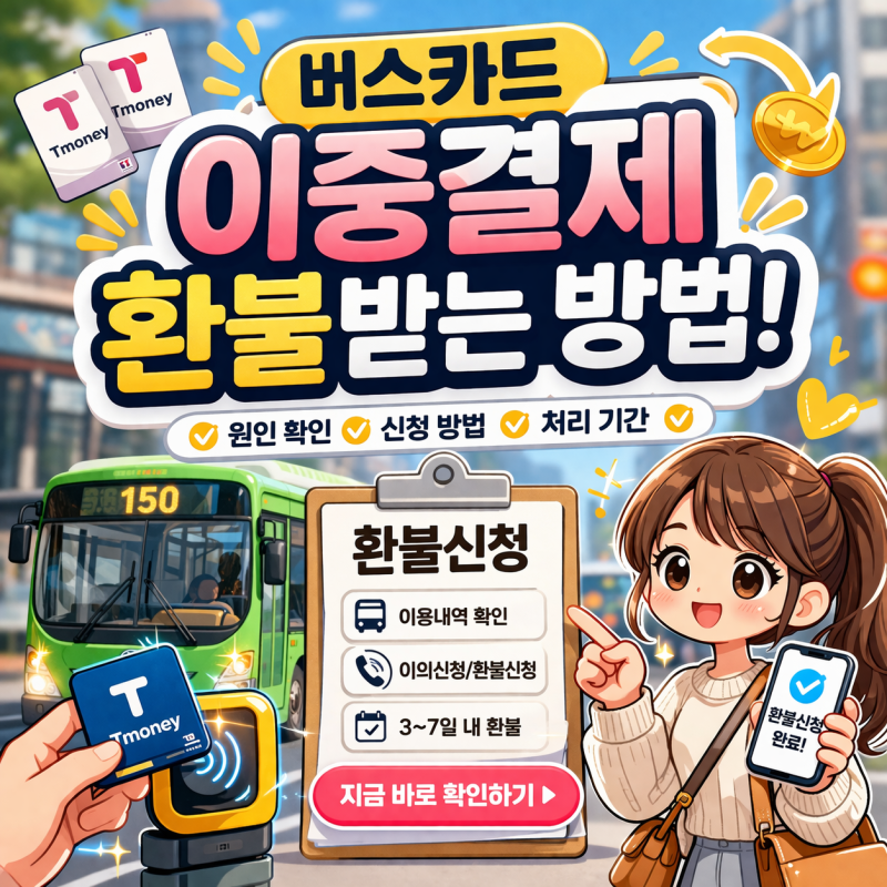 버스 지하철 후불 교통카드 티머니 이중결제 환불 방법
