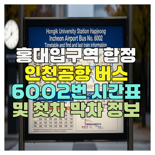  홍대입구역 합정 인천공항 버스 6002번 시간표 및 첫차 막차 정보