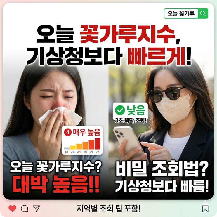  오늘 꽃가루지수 확인법｜오전 6시 필수 체크! 기상청 예보 100% 활용법