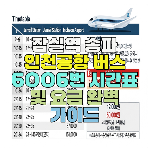  잠실역 송파 인천공항 버스 6006번 시간표 및 요금 완벽 가이드