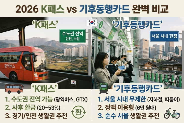 K패스 vs 기후동행카드, 내 이동 패턴에 맞는 최적의 선택은?