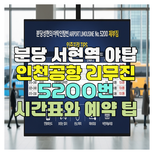  분당 서현역 야탑 인천공항 리무진 5200번 시간표와 예약 팁