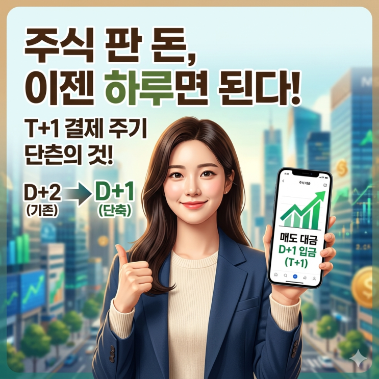 "<b>주식</b> 판 돈, 이제 바로 받나?" <b>주식 결제 주기</b> T+1 <b>단축</b> 본격화!