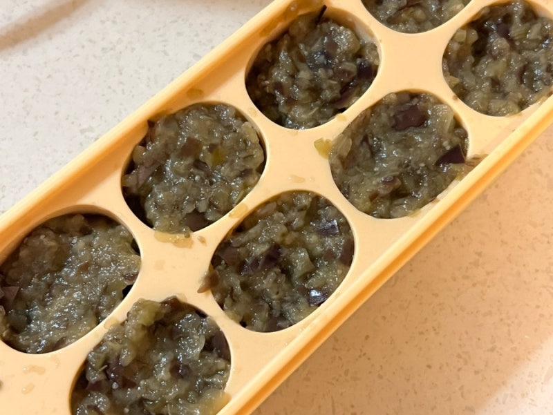 아기 가지 이유식 큐브 찜기로 간편하게 만들기!(찜기 시간)