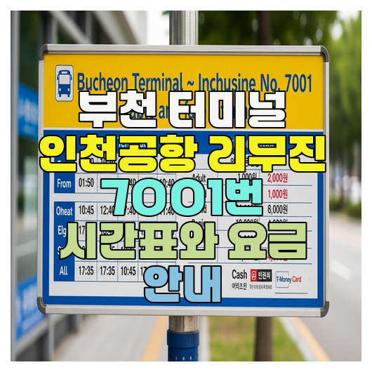  부천 터미널 인천공항 리무진 7001번 시간표와 요금 안내