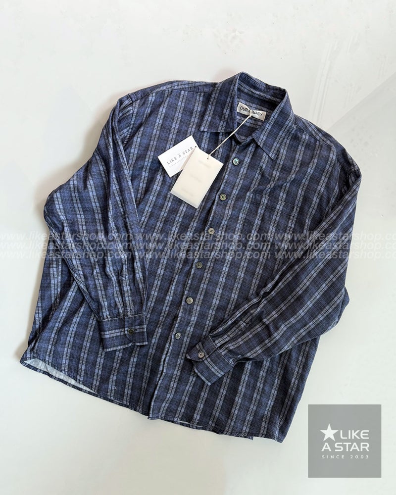 [Ourlegacy] 아워레가시 26SS 체크 버러우드 오버사이즈 셔츠 블루 남성, 여성 M2262BCP CHECK PLEASE PRI....