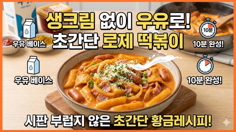 [로제떡볶이 레시피] 생크림 없이 우유로 10분 완성! 시판 부럽지 않은 초간단 황금레시피
