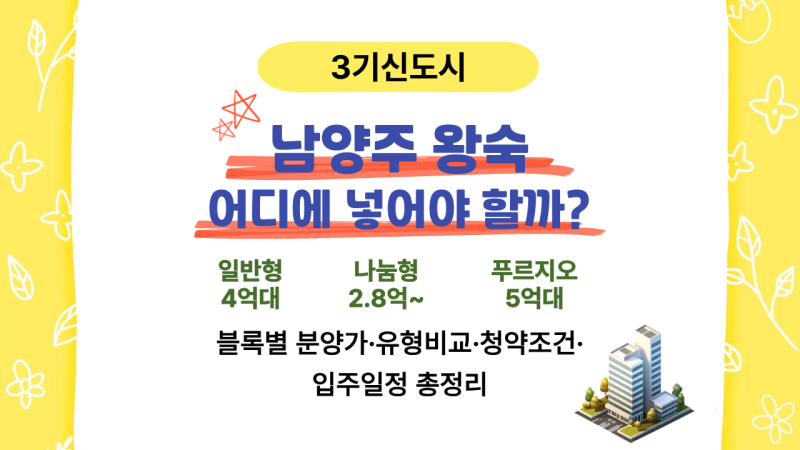 남양주 왕숙, 어디에 넣어야 할까? - 블록별 유형·분양가·입주일정 총정리