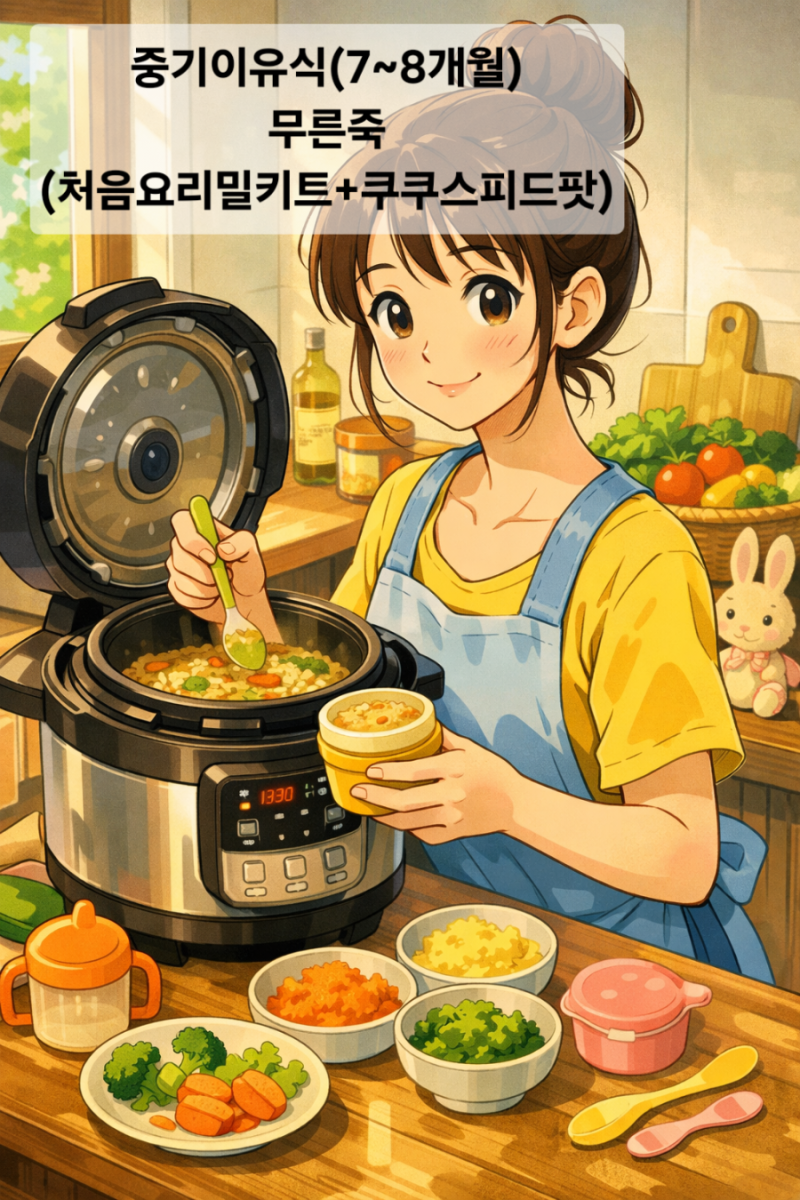 [내 돈 내산] 중기 이유식 무른 죽 1 만들기(+쿠쿠스피드팟+처음요리 밀키트)