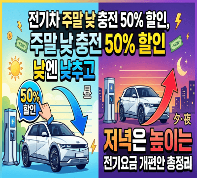  전기차 주말 낮 충천 50% 할인, 낮엔 낮추고 저녁은 높이는 전기요금 개편안 총정리