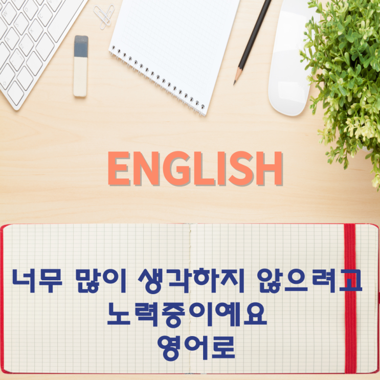  오늘의 영어회화 스터디 너무 많이 생각하지 않으려고 노력중이예요 영어로