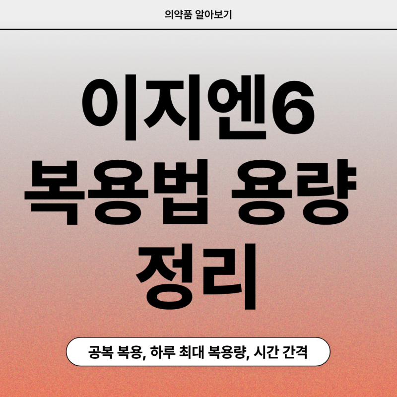 이지엔6 복용법 용량 정리 (feat. 공복 복용, 하루 최대 복용량, 시간 간격)