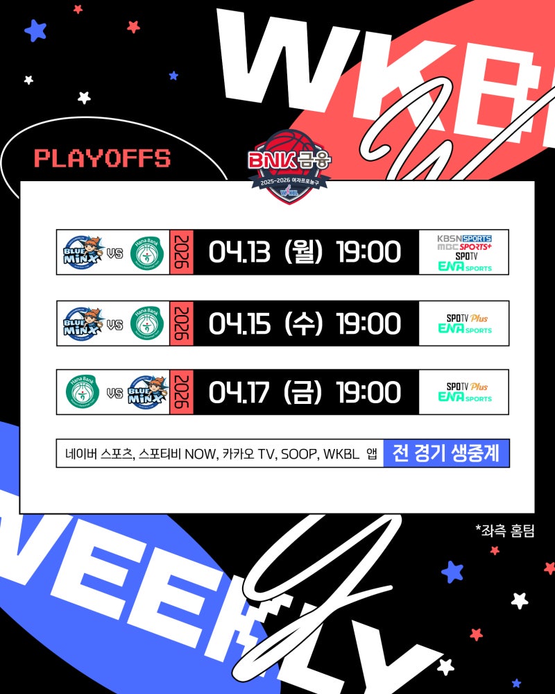 여자프로농구 오늘(15일) 플레이오프 일정…삼성생명 VS 하나은행, 중계 채널?