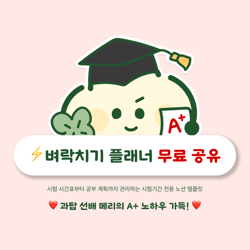 대학생 스터디 플래너 노션 템플릿 무료 공유
