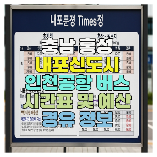  충남 홍성 내포신도시 인천공항 버스 시간표 및 예산 경유 정보