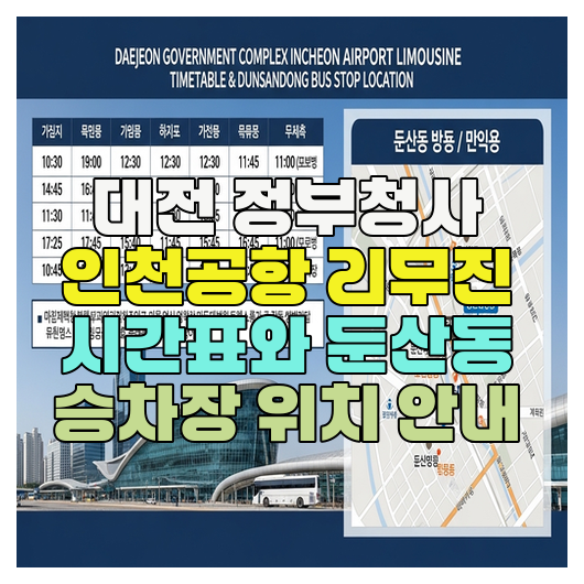  대전 정부청사 인천공항 리무진 시간표와 둔산동 승차장 위치 안내
