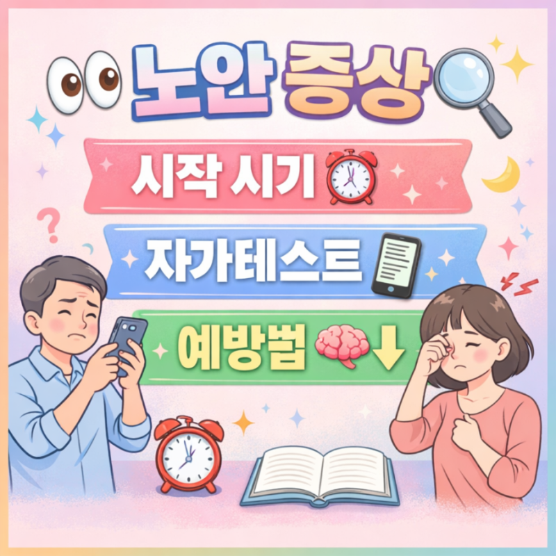 노안 초기증상부터 자가테스트까지 총정리 언제부터 시작될까?눈이 보내는 신호를 놓치지 ....