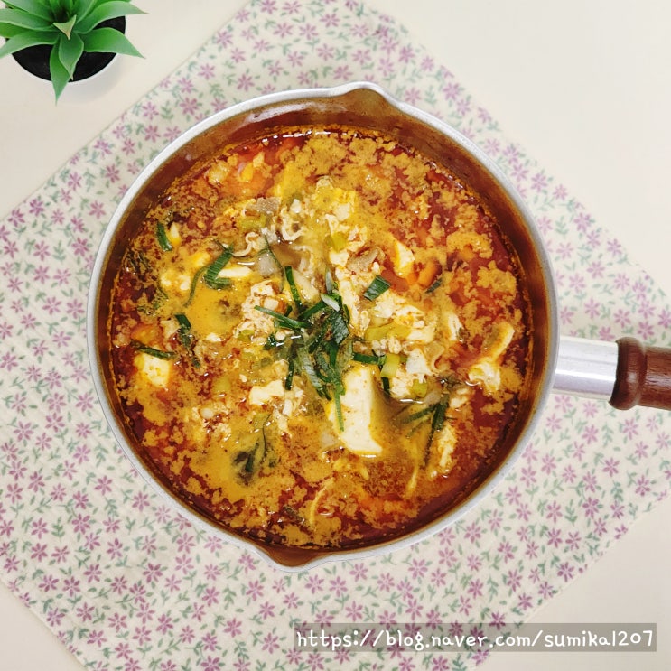  대패 삼겹 순두부찌개 레시피 자취생 요리 냉장고 털이