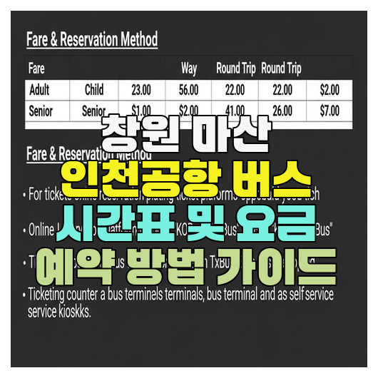  창원 마산 인천공항 버스 시간표 및 요금 예약 방법 가이드