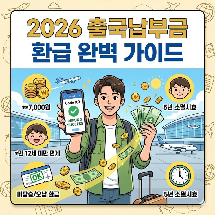  2026 출국납부금 환급 완벽 가이드: 안 탄 비행기표 세금 100% 돌려받는 법