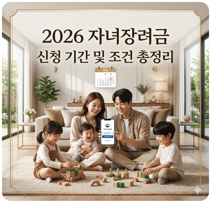  2026 자녀장려금 신청 기간 및 조건 총정리, 놓치면 손해 보는 이유