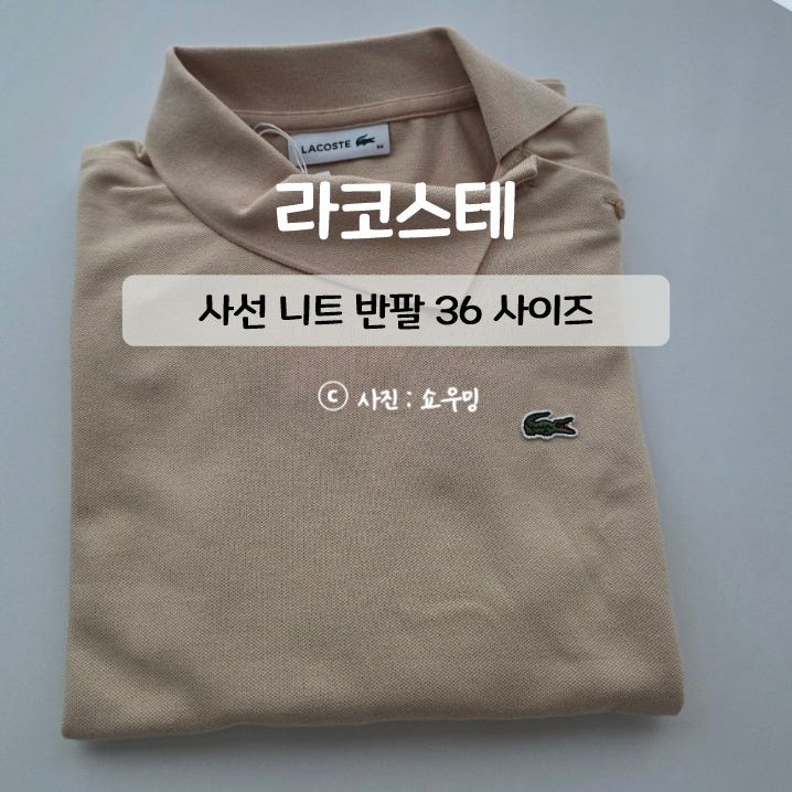 라코스테 사선 니트 반팔 36 사이즈 브라운 봄 코디 후기