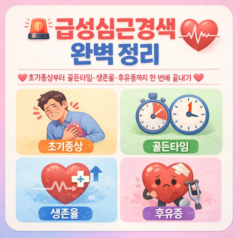 급성심근경색 완벽 정리 초기증상부터 골든타임·생존율·후유증까지 한 번에 끝내기 급성심....