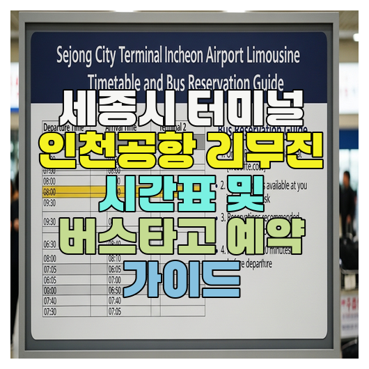 세종시 터미널 인천공항 리무진 시간표 및 버스타고 예약 가이드
