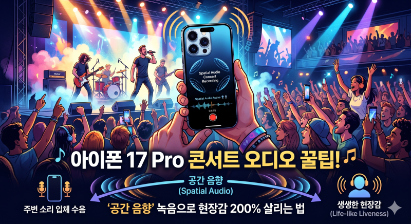 아이폰 17 Pro 콘서트 오디오 꿀팁! '공간 음향' 녹음으로 현장감 200% 살리는 법