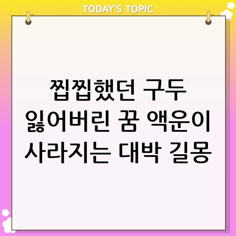 [2026년 1월 운세] 구두 잃어버리는 꿈, 한 짝만 잃어버려서 찝찝하셨나요? 액운이 떨어져 나가....
