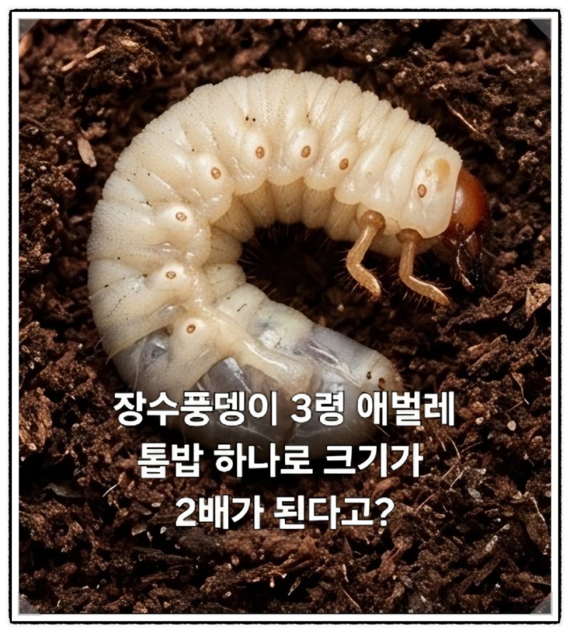 장수풍뎅이 3령 애벌레 톱밥 하나로 크기가 2배 된다고?