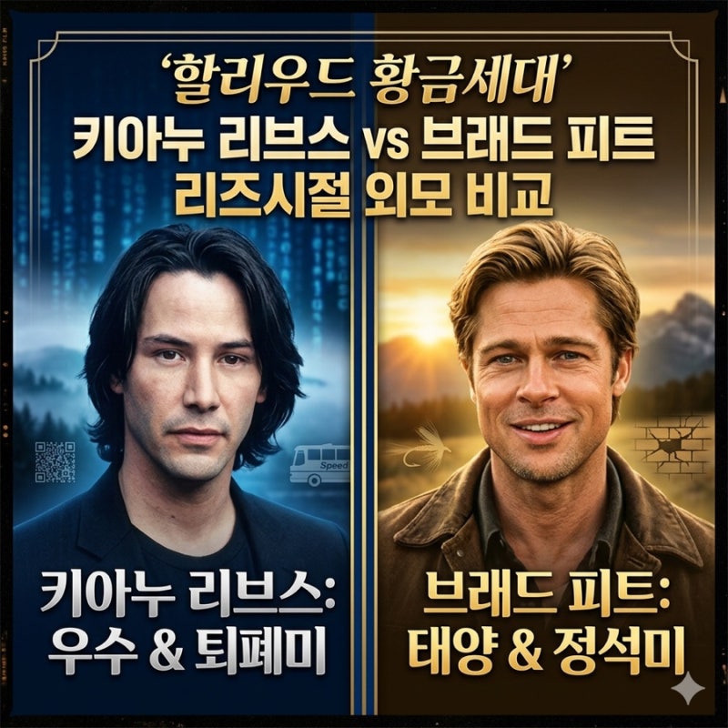 할리우드 황금세대 : 키아누 리브스와 브래드 피트 의 리즈시절 외모 비교