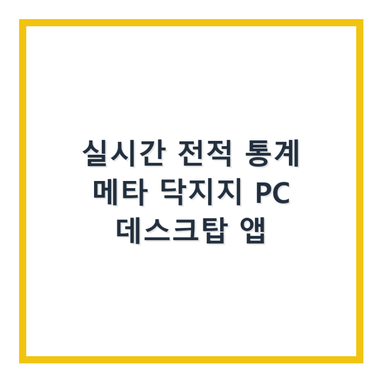  실시간 전적 통계 메타 닥지지 PC 데스크탑 앱