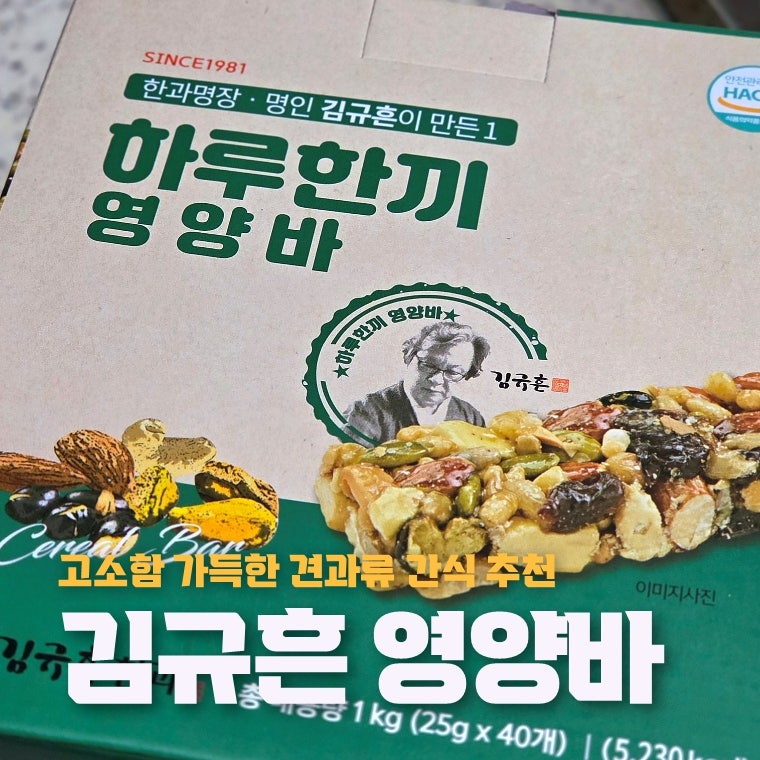 견과류 간식 추천 김규흔한과 하루한끼 영양바 가격 칼로리 사차인치 맛