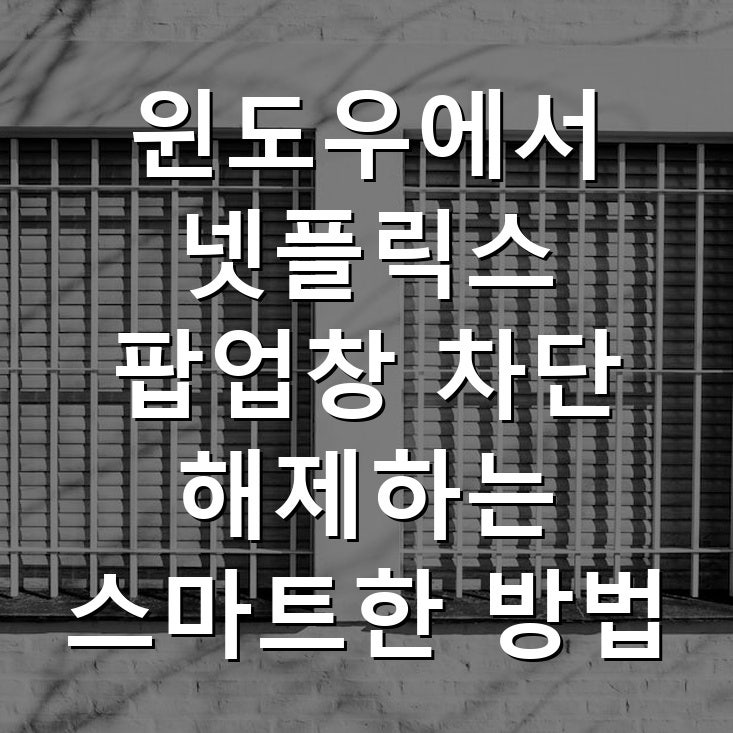 윈도우에서 넷플릭스 팝업창 차단 해제하는 스마트한 방법