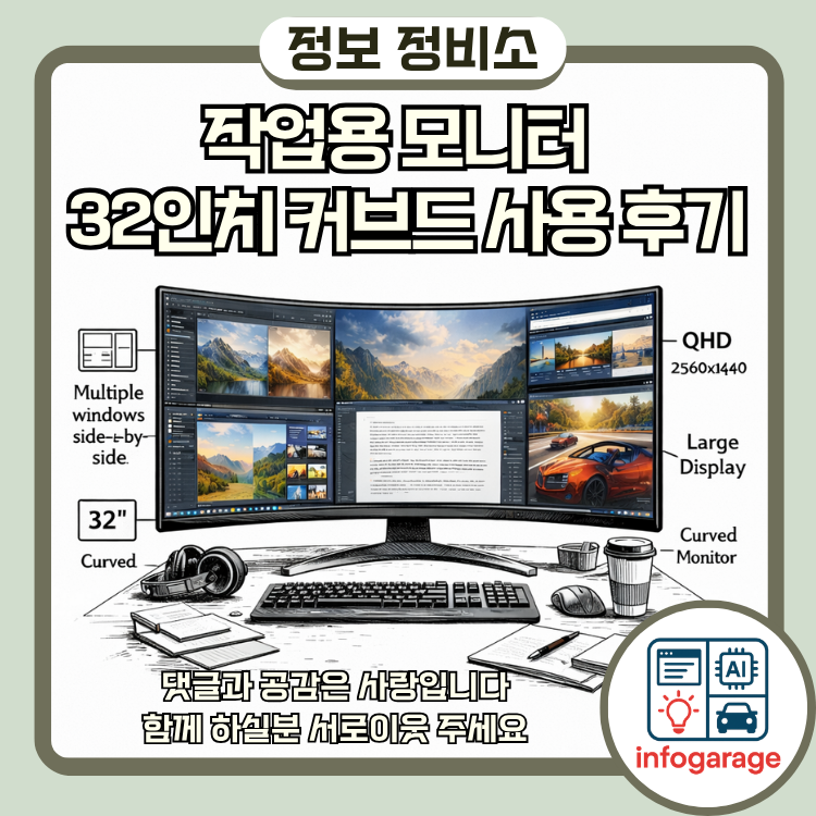 작업용 모니터 창 여러 개 띄워도 편해진 이유 32인치 커브드 사용 후기