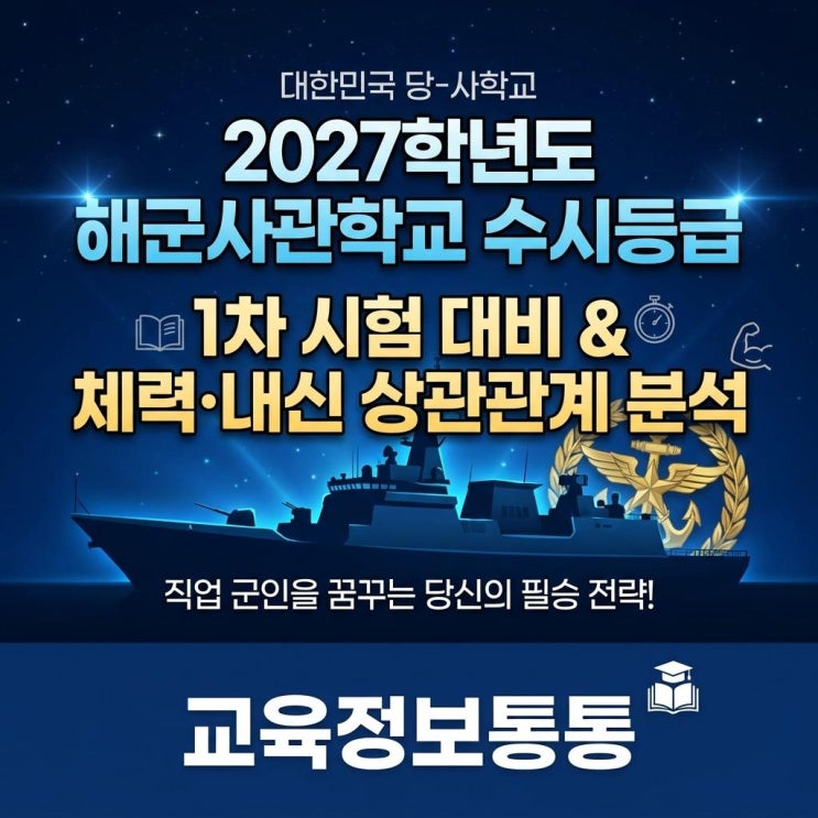  2027학년도 해군사관학교 수시등급 분석 및 1차 시험, 체력과 내신의 상관관계 완벽 정리