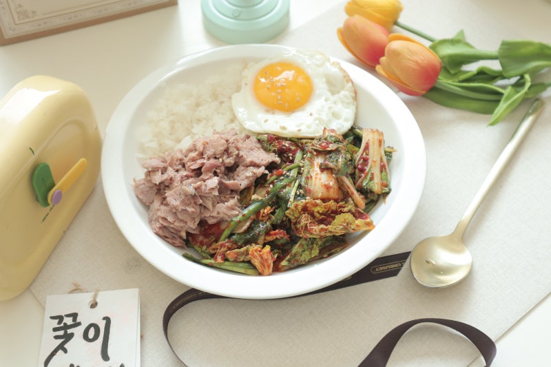얼갈이비빔밥 레시피 얼갈이배추 겉절이 양념 만들기