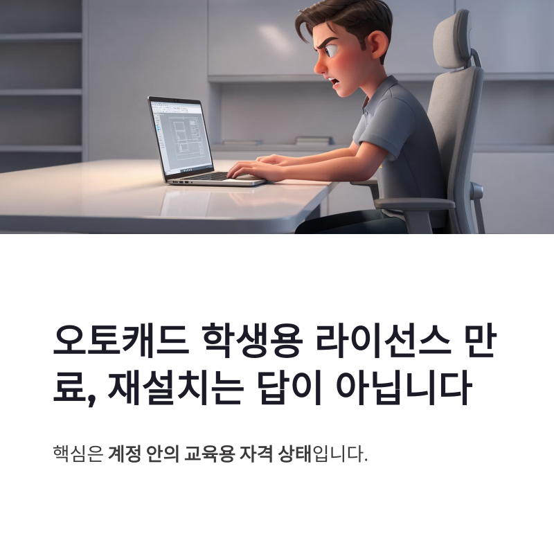 오토캐드 학생용 라이선스 만료 해결법, Autodesk 교육용 갱신과 재시작 차이 정리