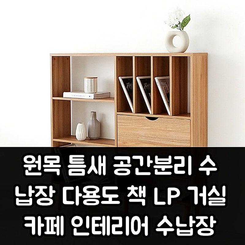 원목 틈새 공간분리 수납장 다용도 책 LP 거실 카페 인테리어 수납장 원목 틈새 책장