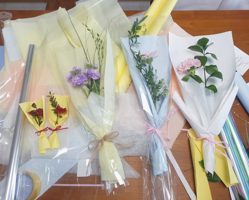 미니 꽃다발, 한 송이 꽃다발 만들기